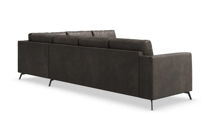 Ocean Lyx 5-sits Vändbar L-formad Hörnsoffa i Konstläder - Mörkgrå - Möbler - Soffa - Skinnsoffa