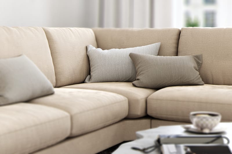 Ocean Lyx 5-sits Vändbar L-formad Hörnsoffa i Sammet - Beige - Möbler - Soffa - Sammetssoffa