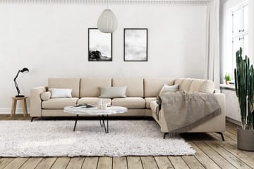 Ocean Lyx 5-sits Vändbar L-formad Hörnsoffa i Sammet - Beige - Möbler - Soffa - Hörnsoffa