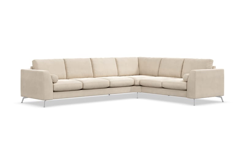 Ocean Lyx 5-sits Vändbar L-formad Hörnsoffa i Sammet - Beige - Möbler - Soffa - Sammetssoffa