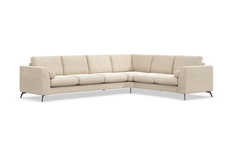 Ocean Lyx 5-sits Vändbar L-formad Hörnsoffa i Sammet - Beige - Möbler - Soffa - Sammetssoffa