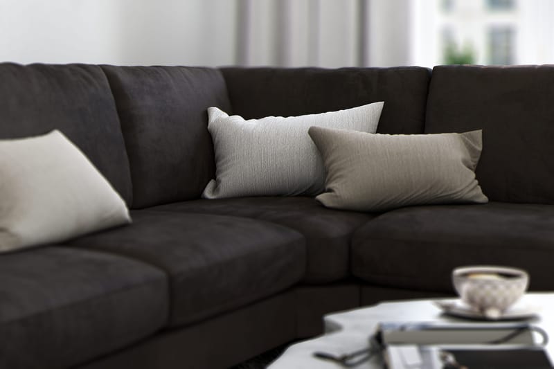 Ocean Lyx 5-sits Vändbar L-formad Hörnsoffa i Sammet - Mörkgrå - Möbler - Soffa - Sammetssoffa