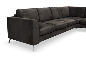 Ocean Lyx 5-sits Vändbar L-formad Hörnsoffa i Sammet - Mörkgrå - Möbler - Soffa - Sammetssoffa