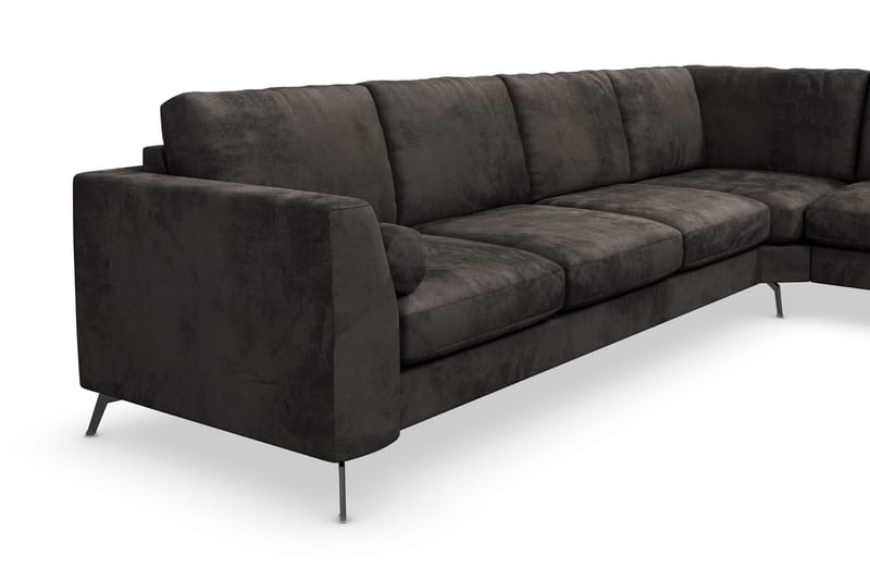 Ocean Lyx 5-sits Vändbar L-formad Hörnsoffa i Sammet - Mörkgrå - Möbler - Soffa - Sammetssoffa