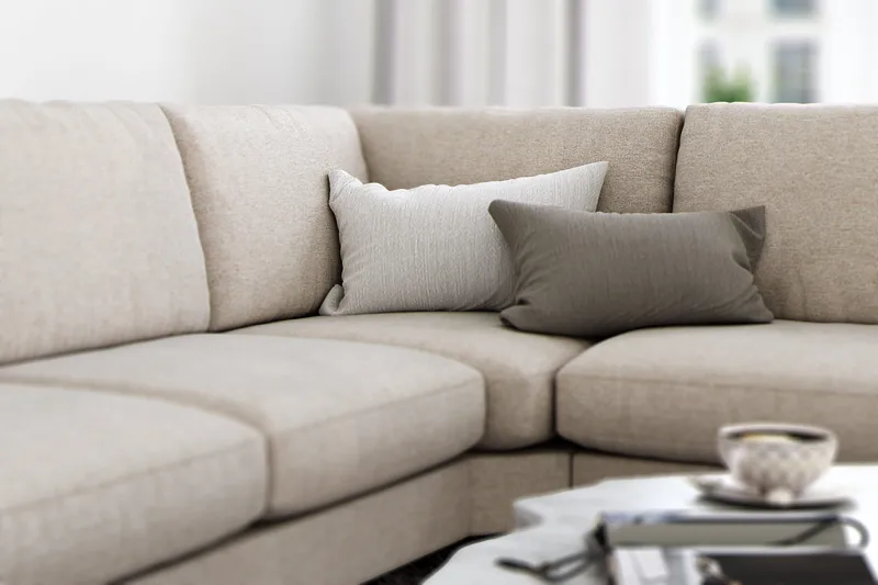 Ocean Lyx 5-sits Vändbar L-formad Hörnsoffa i Tyg - Beige - Möbler - Soffa - Hörnsoffa