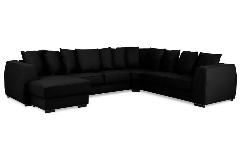 Optus 5-sits Vändbar U-formad Hörnsoffa med divan i Tyg - Svart - Möbler - Soffa - Hörnsoffa - Hörnsoffa med divan