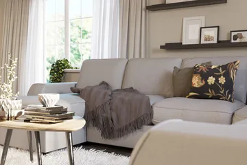 Optus Lyx 5-sits Högervänd U-formad Hörnsoffa med divan i Tyg - Grå - Möbler - Soffa - Hörnsoffa - Hörnsoffa med divan