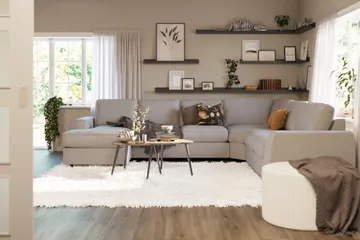 Optus Lyx 5-sits Högervänd U-formad Hörnsoffa med divan i Tyg - Grå - Möbler - Soffa - Hörnsoffa - Hörnsoffa med divan