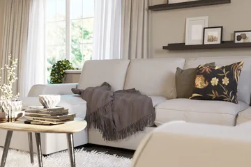 Optus Lyx 5-sits Högervänd U-formad Hörnsoffa med divan i Tyg - Ljusgrå - Möbler - Soffa - Hörnsoffa - Hörnsoffa med divan