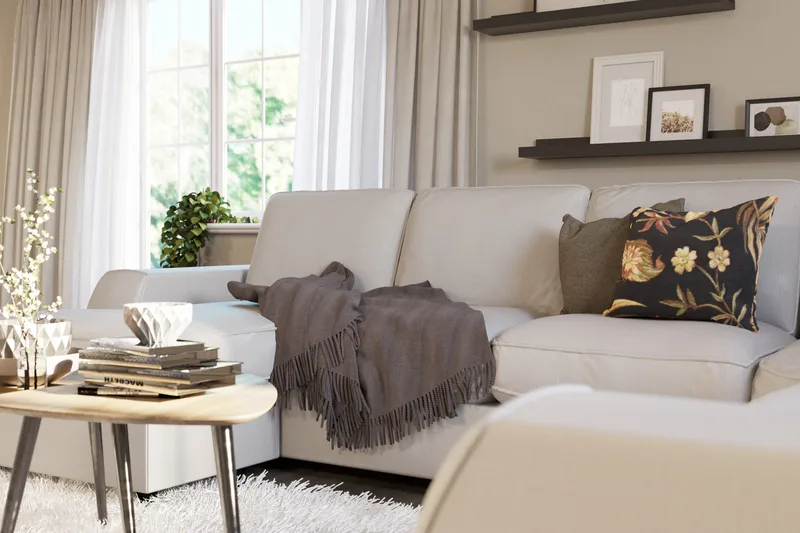 Optus Lyx 5-sits Högervänd U-formad Hörnsoffa med divan i Tyg - Ljusgrå - Möbler - Soffa - Hörnsoffa - Hörnsoffa med divan