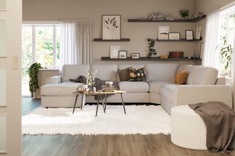 Optus Lyx 5-sits Högervänd U-formad Hörnsoffa med divan i Tyg - Ljusgrå - Möbler - Soffa - Hörnsoffa - Hörnsoffa med divan