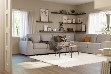 Optus Lyx 5-sits Vändbar L-formad Hörnsoffa i Tyg - Grå - Möbler - Soffa - Hörnsoffa