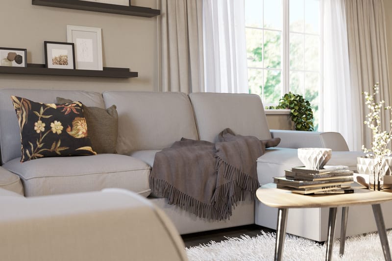 Optus Lyx 5-sits Vänstervänd U-formad Hörnsoffa med divan i Tyg - Grå - Möbler - Soffa - Hörnsoffa - Hörnsoffa med divan