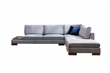 Soffa med Schäslong Nathalie m Pall Höger - Mörkgrå/Natur - Möbler - Soffa - Hörnsoffa