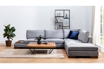 Soffa med Schäslong Nathalie m Pall Höger - Mörkgrå/Natur - Möbler - Soffa - Hörnsoffa