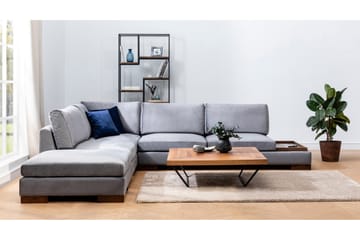 Soffa med Schäslong Nathalie m Pall Vänster - Mörkgrå/Natur - Möbler - Soffa - Hörnsoffa