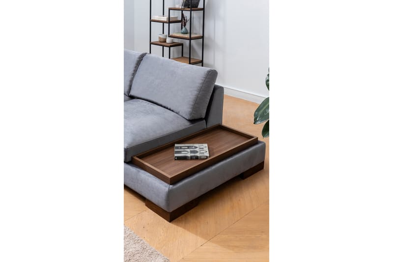 Soffa med Schäslong Nathalie m Pall Vänster - Mörkgrå/Natur - Möbler - Soffa - Hörnsoffa