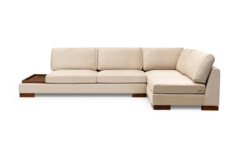 Soffa med Schäslong Nathalie m Pall Höger - Beige/Natur - Hörnsoffa