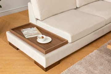 Soffa med Schäslong Nathalie m Pall Höger - Beige/Natur - Möbler - Soffa - Hörnsoffa