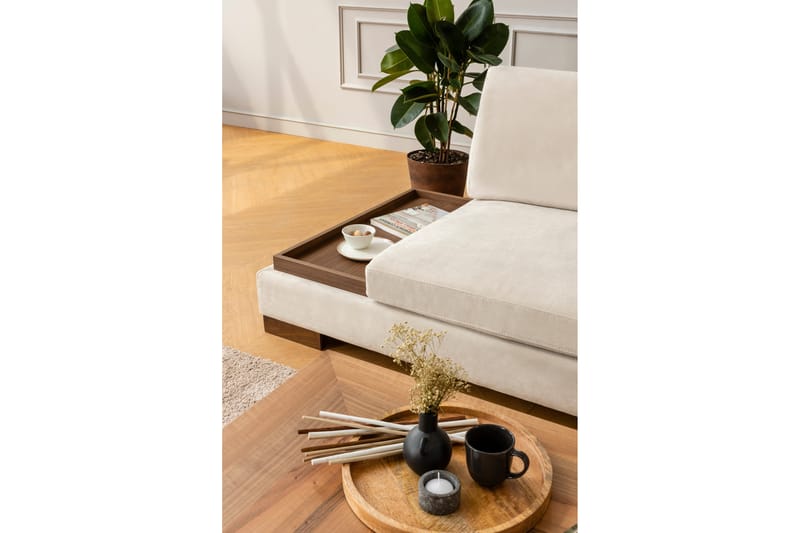 Soffa med Schäslong Nathalie m Pall Höger - Beige/Natur - Möbler - Soffa - Hörnsoffa