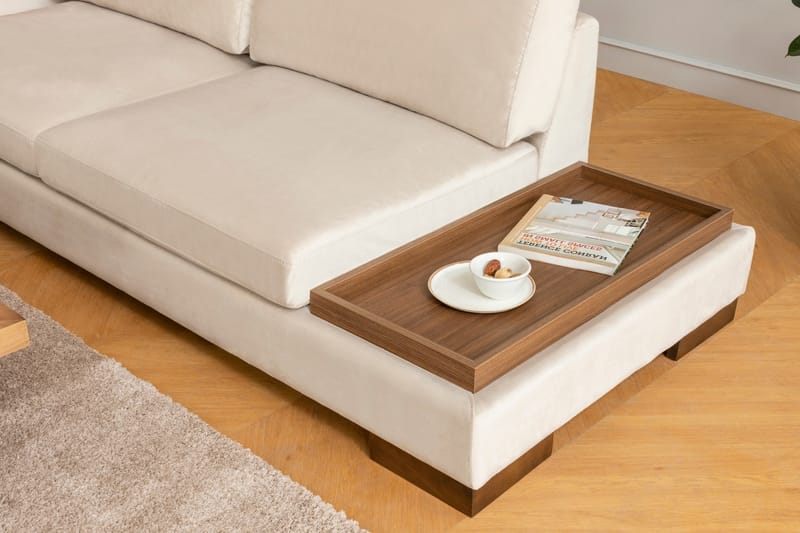 Soffa med Schäslong Nathalie m Pall Vänster - Beige/Natur - Möbler - Soffa - Hörnsoffa