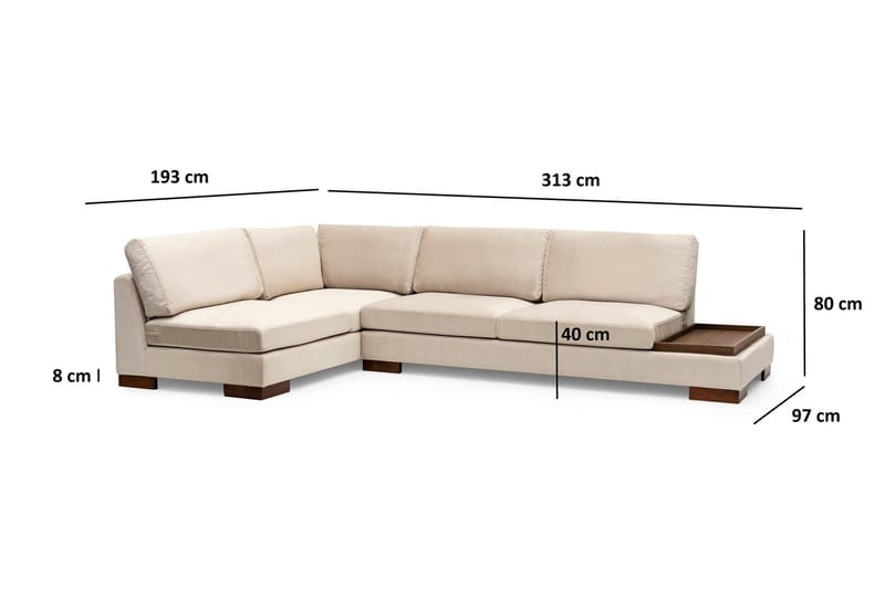 Soffa med Schäslong Nathalie Vänster - Beige/Natur - Möbler - Soffa - Hörnsoffa