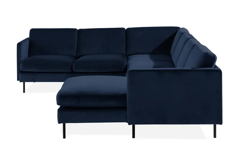 Teodin Hörnsoffa med Divan Höger Sammet - Blå - Möbler - Soffa - Hörnsoffa - Hörnsoffa med divan