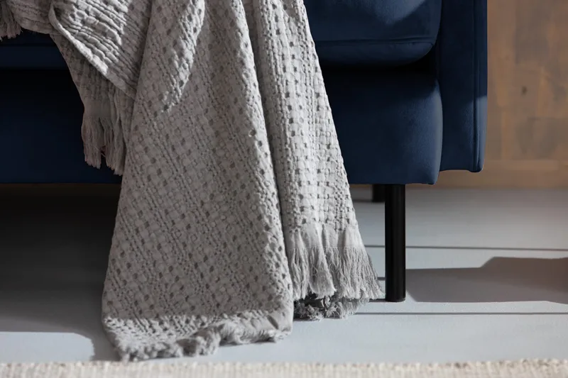 Teodin Hörnsoffa med Divan Höger Sammet - Blå - Möbler - Soffa - Hörnsoffa - Hörnsoffa med divan