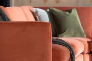 Teodin Hörnsoffa med Divan Höger Sammet - Rosa - Möbler - Soffa - Hörnsoffa - Hörnsoffa med divan