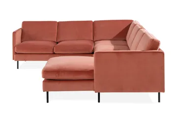 Teodin Hörnsoffa med Divan Höger Sammet - Rosa - Möbler - Soffa - Hörnsoffa - Hörnsoffa med divan