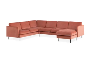 Teodin Hörnsoffa med Divan Höger Sammet - Rosa - Möbler - Soffa - Hörnsoffa - Hörnsoffa med divan