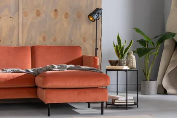 Teodin Hörnsoffa med Divan Höger Sammet - Rosa - Möbler - Soffa - Hörnsoffa - Hörnsoffa med divan