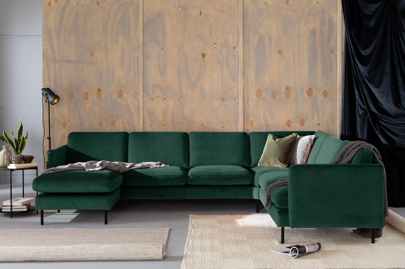 Teodin Hörnsoffa med Divan Vänster Sammet - Grön - Möbler - Soffa - Hörnsoffa - Hörnsoffa med divan
