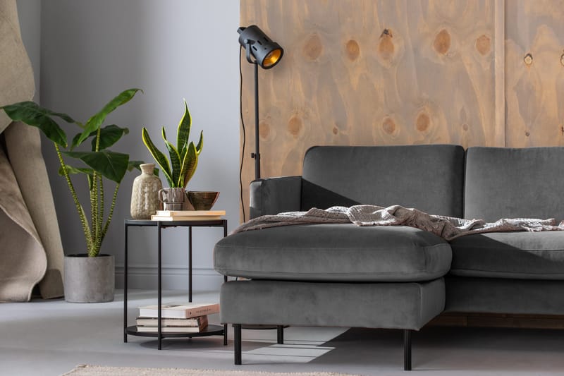 Teodin Hörnsoffa med Divan Vänster Sammet - Ljusgrå - Möbler - Soffa - Hörnsoffa - Hörnsoffa med divan