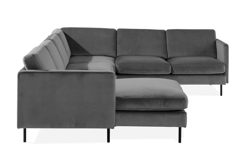 Teodin Hörnsoffa med Divan Vänster Sammet - Ljusgrå - Möbler - Soffa - Hörnsoffa - Hörnsoffa med divan