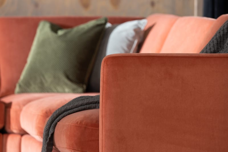 Teodin Hörnsoffa med Divan Vänster Sammet - Rosa - Möbler - Soffa - Hörnsoffa - Hörnsoffa med divan