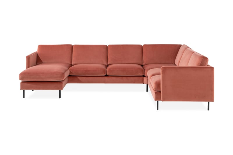 Teodin Hörnsoffa med Divan Vänster Sammet - Rosa - Möbler - Soffa - Hörnsoffa - Hörnsoffa med divan