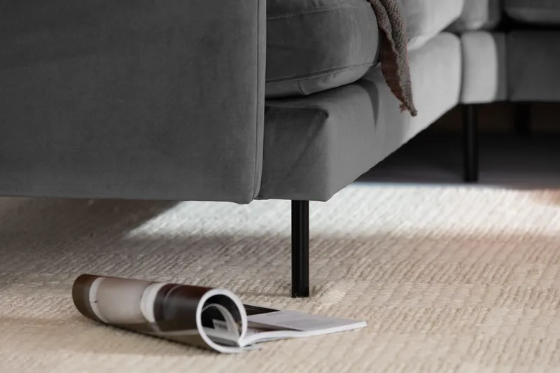 Teodin Hörnsoffa Sammet - Ljusgrå - Möbler - Soffa - Hörnsoffa