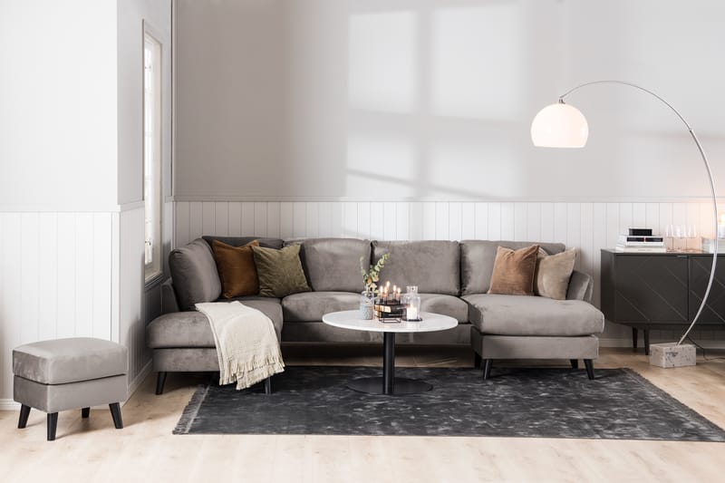 Trend 5-sits Högervänd L-formad Hörnsoffa i Sammet - Brun - Möbler - Soffa - Hörnsoffa