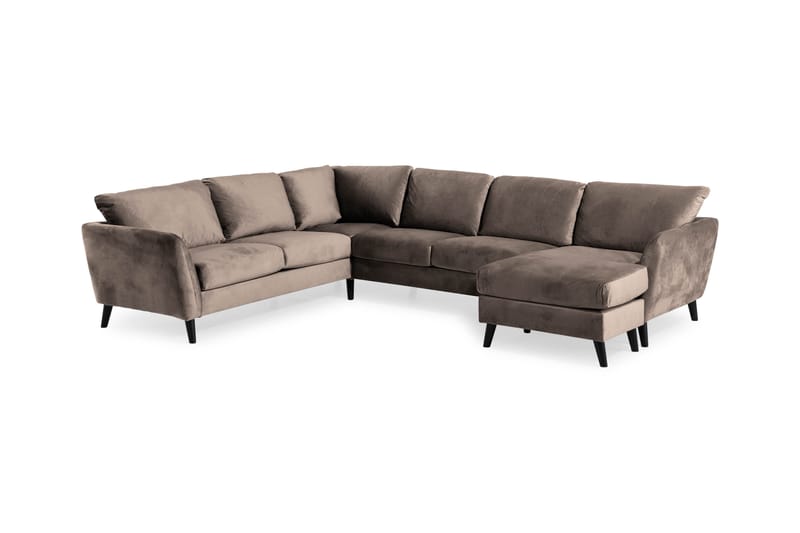 Trend 5-sits Högervänd L-formad Hörnsoffa i Sammet - Brun - Möbler - Soffa - Hörnsoffa