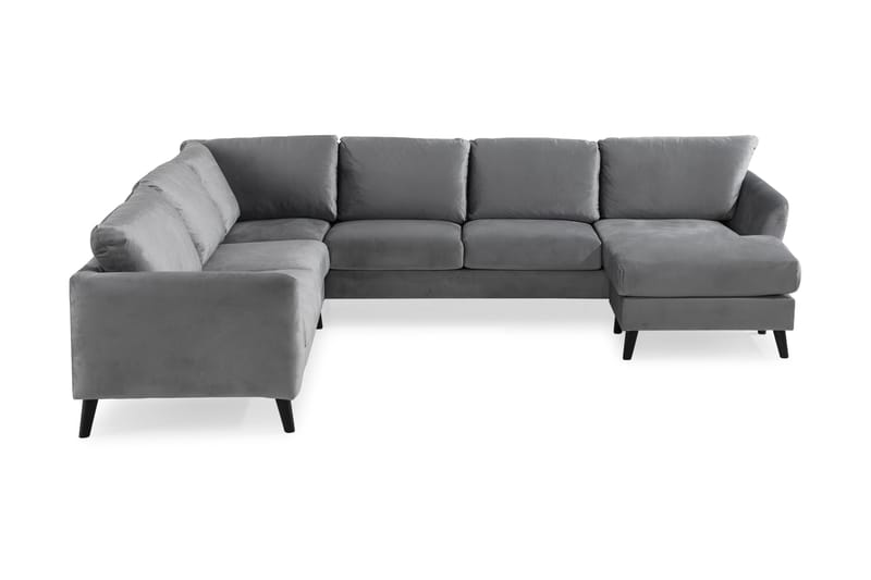 Trend 5-sits Högervänd L-formad Hörnsoffa i Sammet - Ljusgrå - Möbler - Soffa - Hörnsoffa