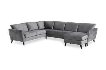 Trend 5-sits Högervänd L-formad Hörnsoffa i Sammet - Ljusgrå - Möbler - Soffa - Hörnsoffa