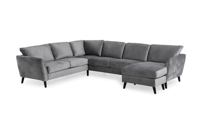 Trend 5-sits Högervänd L-formad Hörnsoffa i Sammet - Ljusgrå - Möbler - Soffa - Hörnsoffa