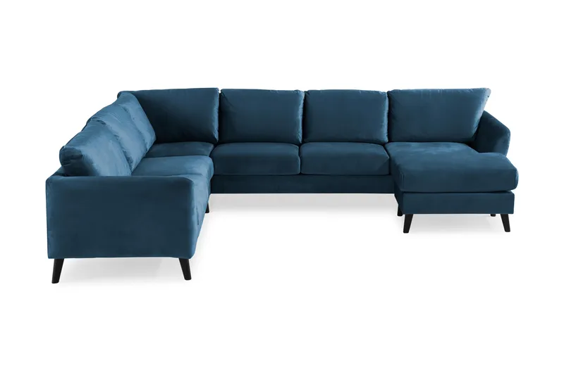 Trend 5-sits Högervänd L-formad Hörnsoffa med Divan i Sammet, Blå