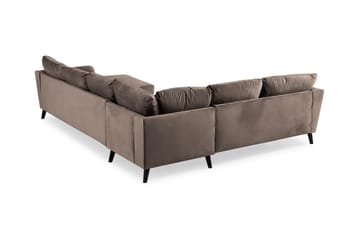 Trend 5-sits Högervänd L-formad Hörnsoffa med Divan i Sammet - Brun - Möbler - Soffa - Hörnsoffa - Hörnsoffa med divan