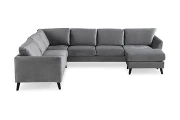 Trend 5-sits Högervänd L-formad Hörnsoffa med Divan i Sammet - Ljusgrå - Möbler - Soffa - Hörnsoffa - Hörnsoffa med divan