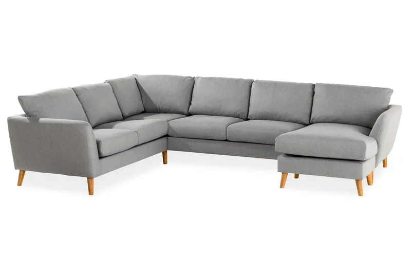 Trend 5-sits Högervänd U-formad Hörnsoffa med divan i Tyg - Grå - Möbler - Soffa - Hörnsoffa - Hörnsoffa med divan