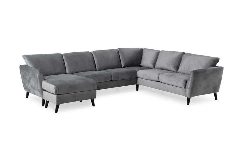 Trend 5-sits Vänstervänd U-formad Hörnsoffa med divan i Sammet - Ljusgrå - Möbler - Soffa - Hörnsoffa - Hörnsoffa med divan