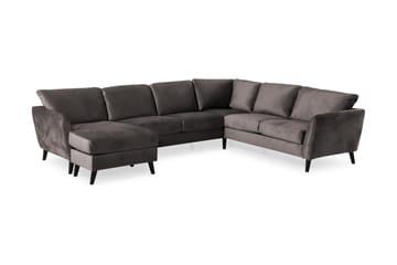 Trend 5-sits Vänstervänd U-formad Hörnsoffa med divan i Sammet - Mörkgrå - Möbler - Soffa - Hörnsoffa