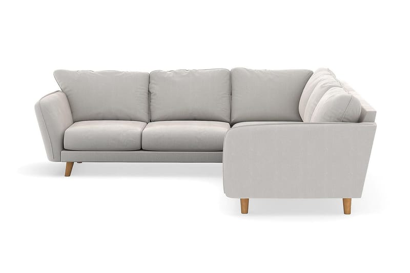 Trend Lyx 6-sits Vändbar L-formad Hörnsoffa i Sammet - Krämvit - Möbler - Soffa - Sammetssoffa